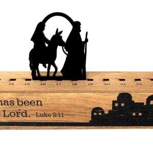 Wooden Nativity Countdown Calendar Christmas Tabletop Advent Moveable Figures